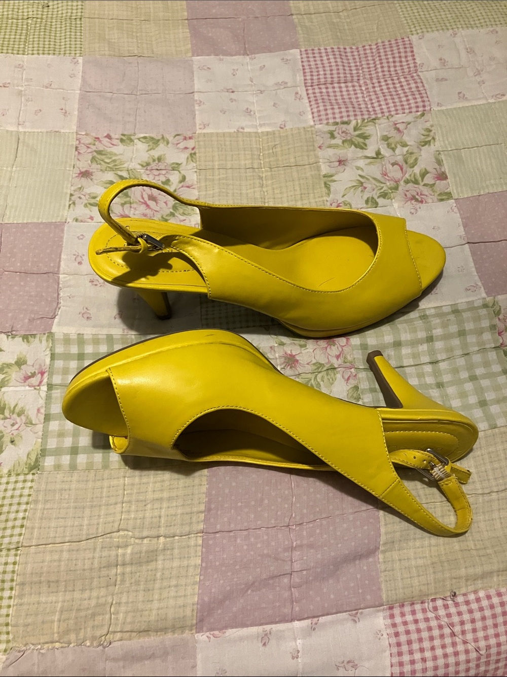 Yellow Peep-Toe Slingback Heels - Women's Elegant Dress Shoes